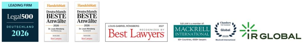Auszeichnungen von SLB Rechtsanwälte für Kunstrecht und Prozessführung – Best Lawyers, Handelsblatt und Legal 500